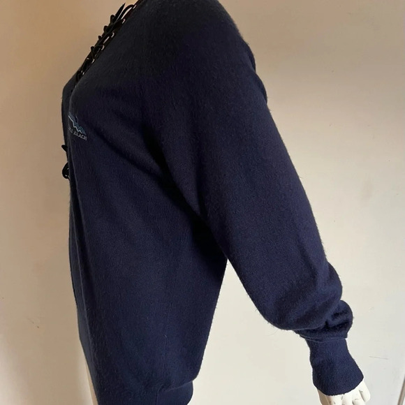 First Of A Kind Sweater One Size Real Reworked Vintage Dark Blue Long Sleeve - Picture 4 of 16